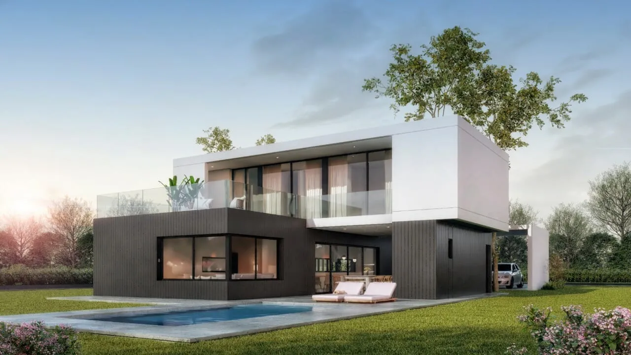 RBQ 365, render de fachada principal en El Rebenque, Canning